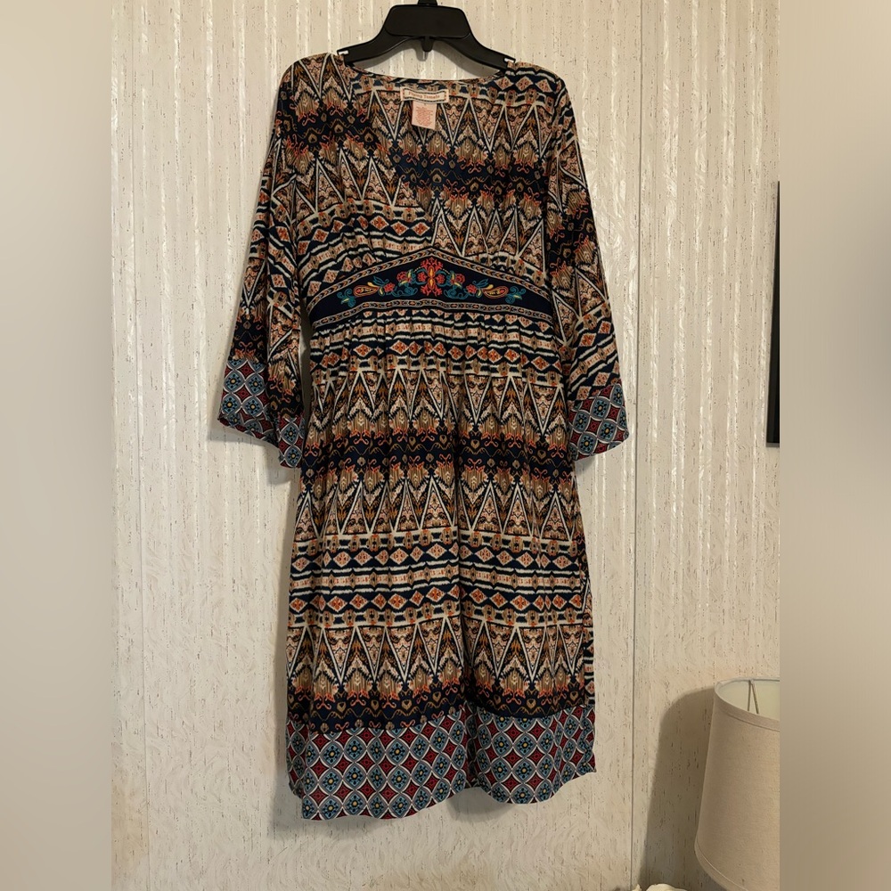 Flying Tomato Multicolor Geometric Long Sleeve Dress